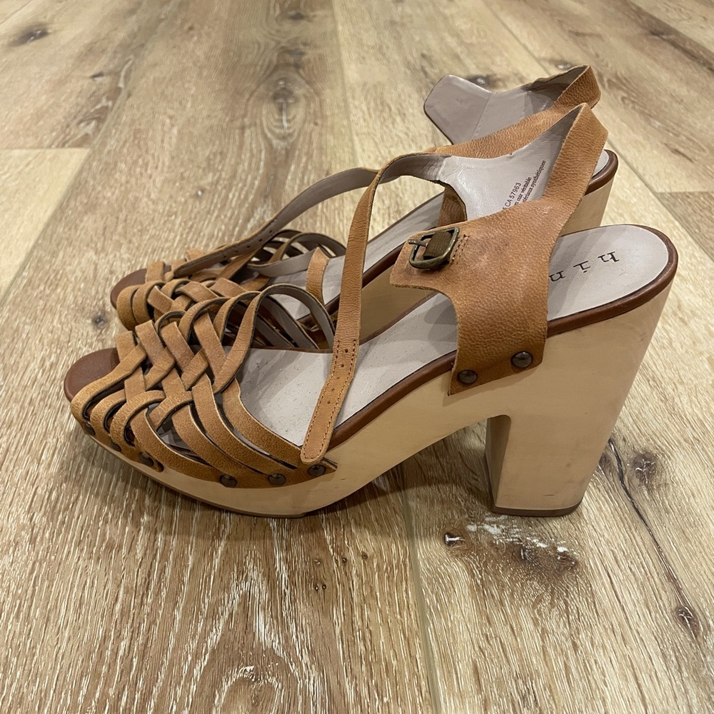 Strappy clog wedges